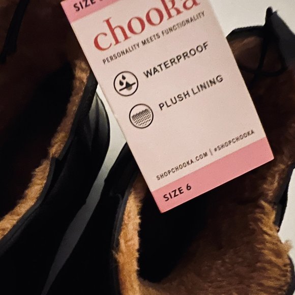 CHOOKA Women's Waterproof Slip-On Black Boots NWT Size 6 - Picture 9 of 11